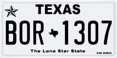 TX license plate BOR1307