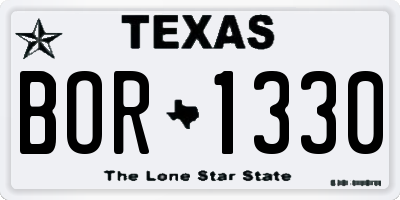 TX license plate BOR1330