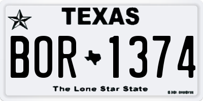 TX license plate BOR1374