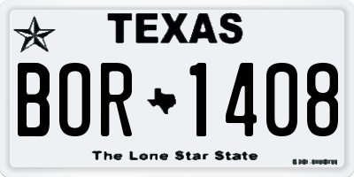 TX license plate BOR1408