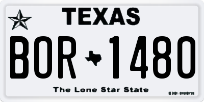 TX license plate BOR1480