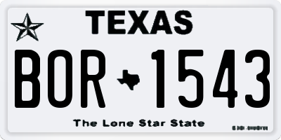 TX license plate BOR1543