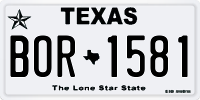 TX license plate BOR1581