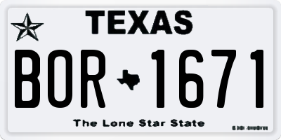 TX license plate BOR1671