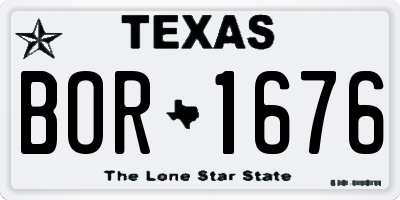 TX license plate BOR1676