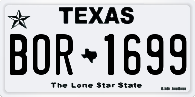 TX license plate BOR1699