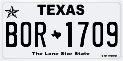 TX license plate BOR1709