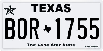TX license plate BOR1755