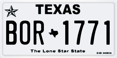 TX license plate BOR1771