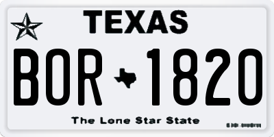 TX license plate BOR1820