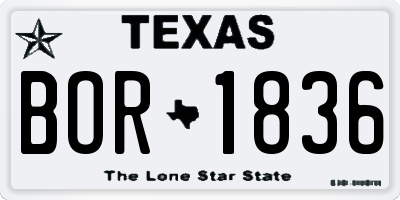 TX license plate BOR1836