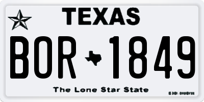 TX license plate BOR1849