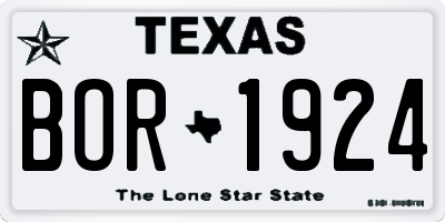 TX license plate BOR1924