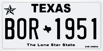 TX license plate BOR1951