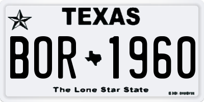TX license plate BOR1960