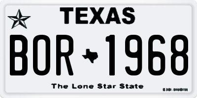 TX license plate BOR1968