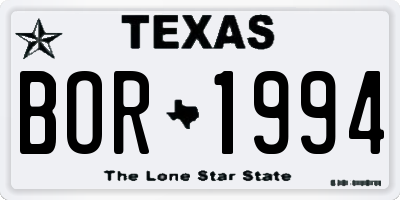 TX license plate BOR1994