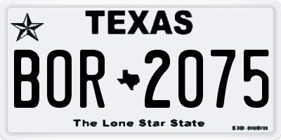 TX license plate BOR2075
