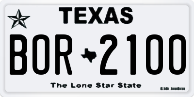 TX license plate BOR2100