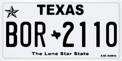 TX license plate BOR2110