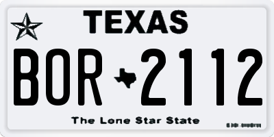 TX license plate BOR2112