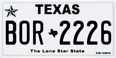 TX license plate BOR2226
