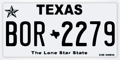 TX license plate BOR2279