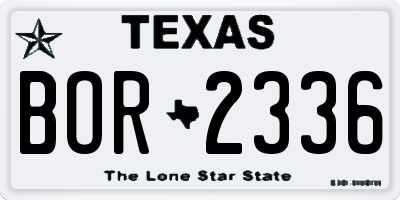 TX license plate BOR2336
