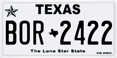 TX license plate BOR2422