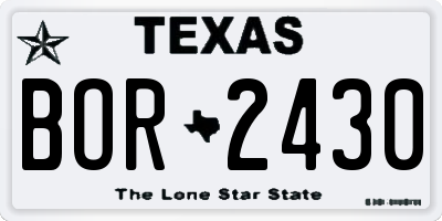 TX license plate BOR2430