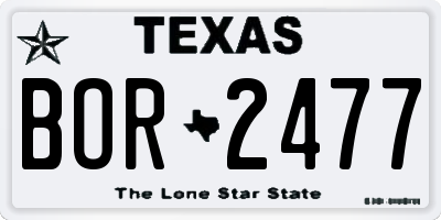 TX license plate BOR2477