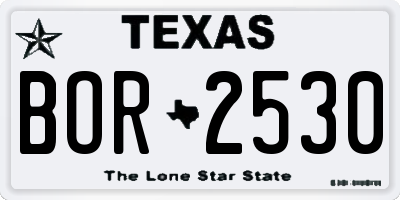 TX license plate BOR2530