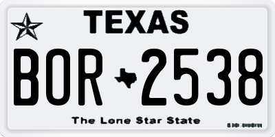 TX license plate BOR2538