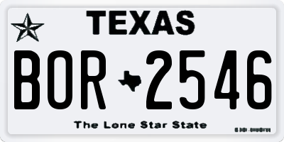 TX license plate BOR2546