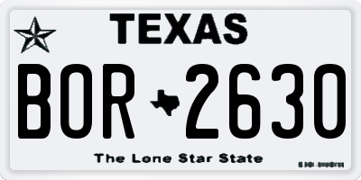TX license plate BOR2630