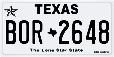 TX license plate BOR2648