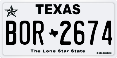 TX license plate BOR2674