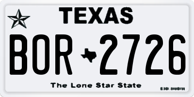 TX license plate BOR2726