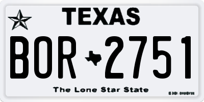 TX license plate BOR2751