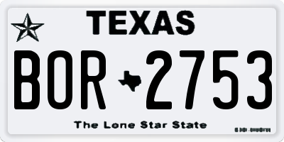 TX license plate BOR2753