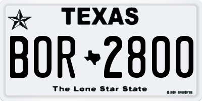 TX license plate BOR2800