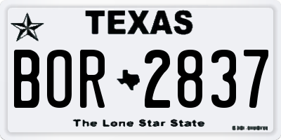 TX license plate BOR2837