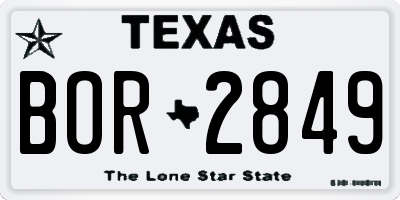 TX license plate BOR2849