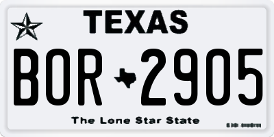 TX license plate BOR2905