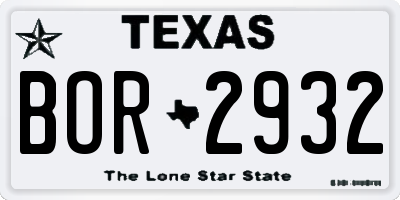TX license plate BOR2932