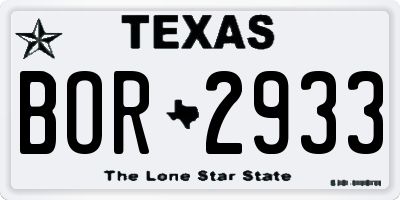 TX license plate BOR2933