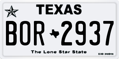 TX license plate BOR2937