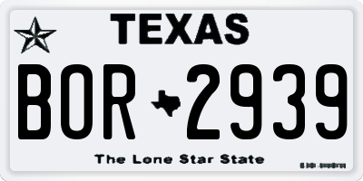 TX license plate BOR2939