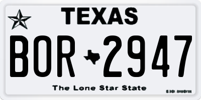 TX license plate BOR2947