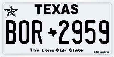 TX license plate BOR2959